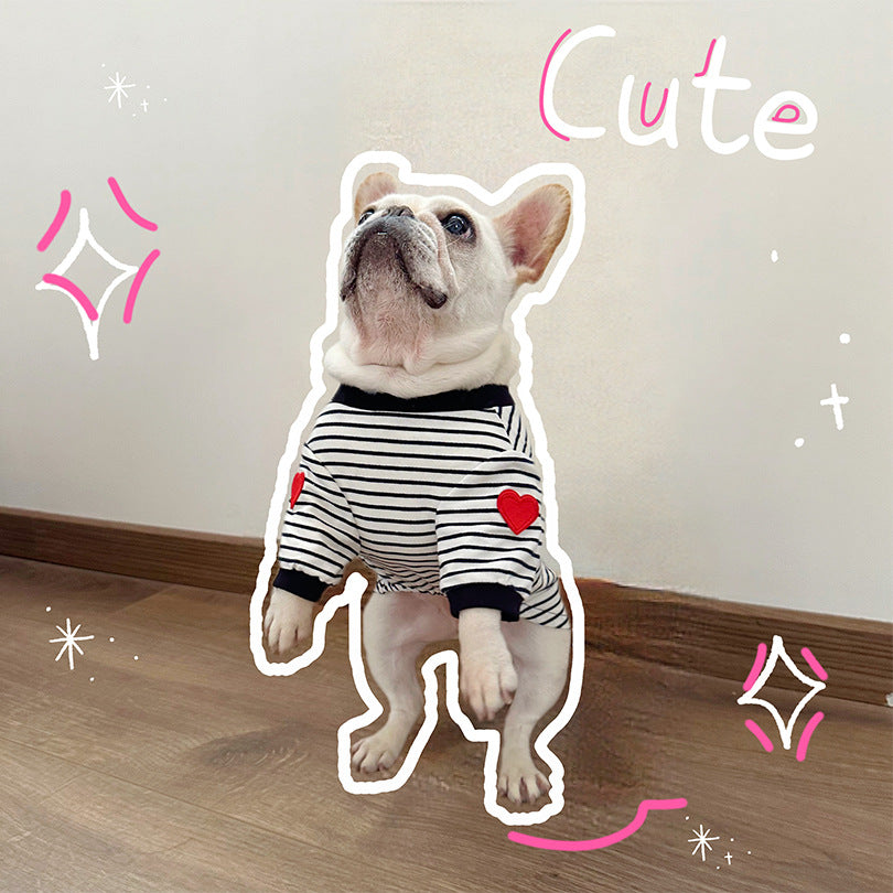 Dog Stripe Shirt with Heart Logo