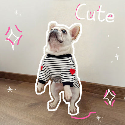 Dog Stripe Shirt with Heart Logo