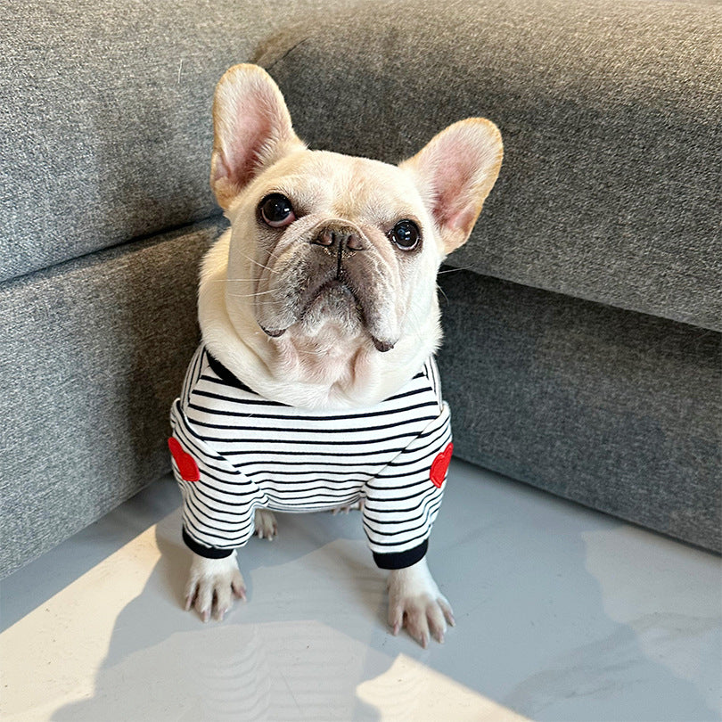 Dog Stripe Shirt with Heart Logo