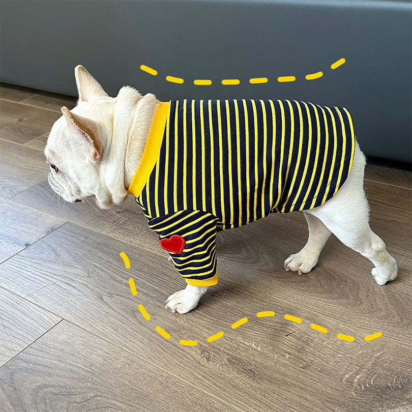 Dog Stripe Shirt with Heart Logo