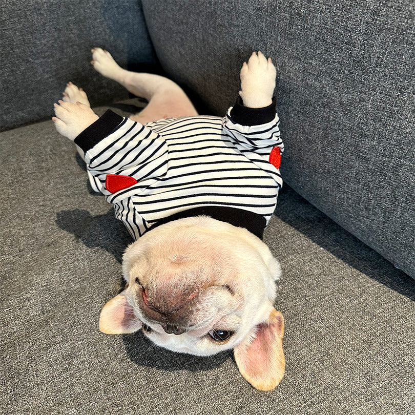Dog Stripe Shirt with Heart Logo