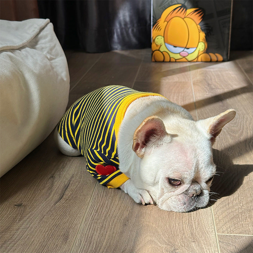 Dog Stripe Shirt with Heart Logo