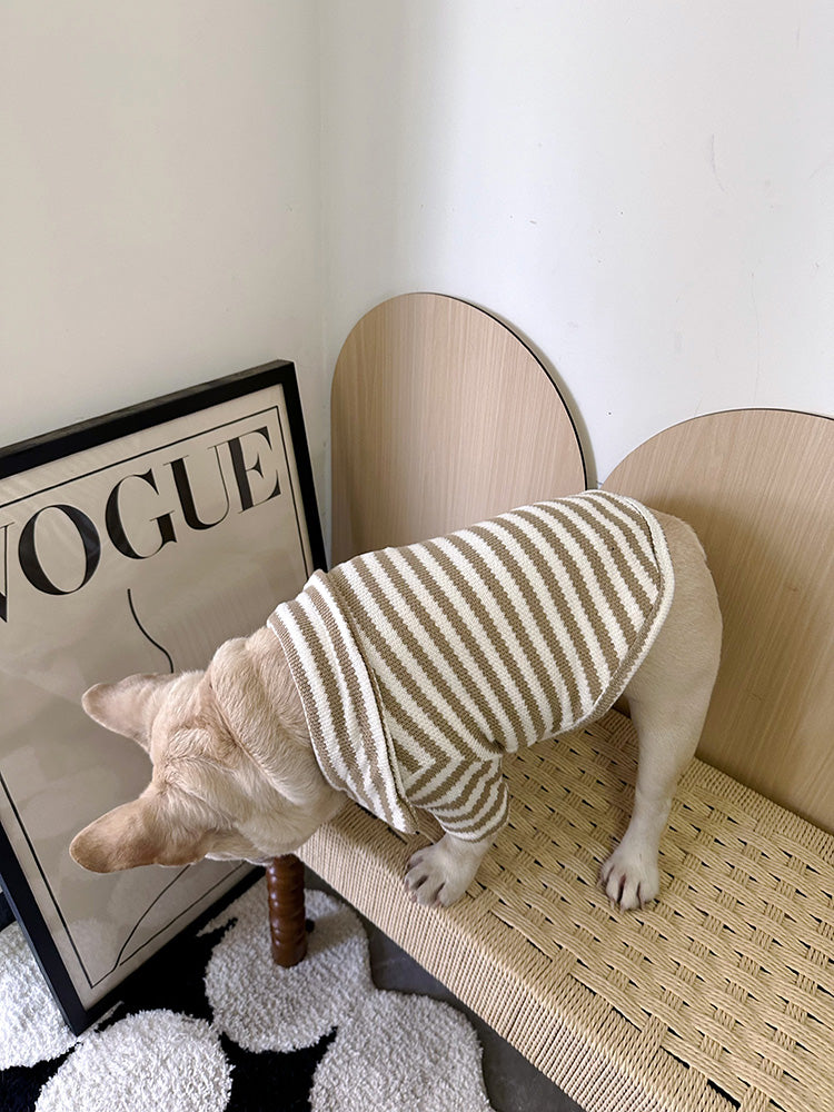Dog Black Stripe Zipper-up Sweater for Chunky French Bulldogs