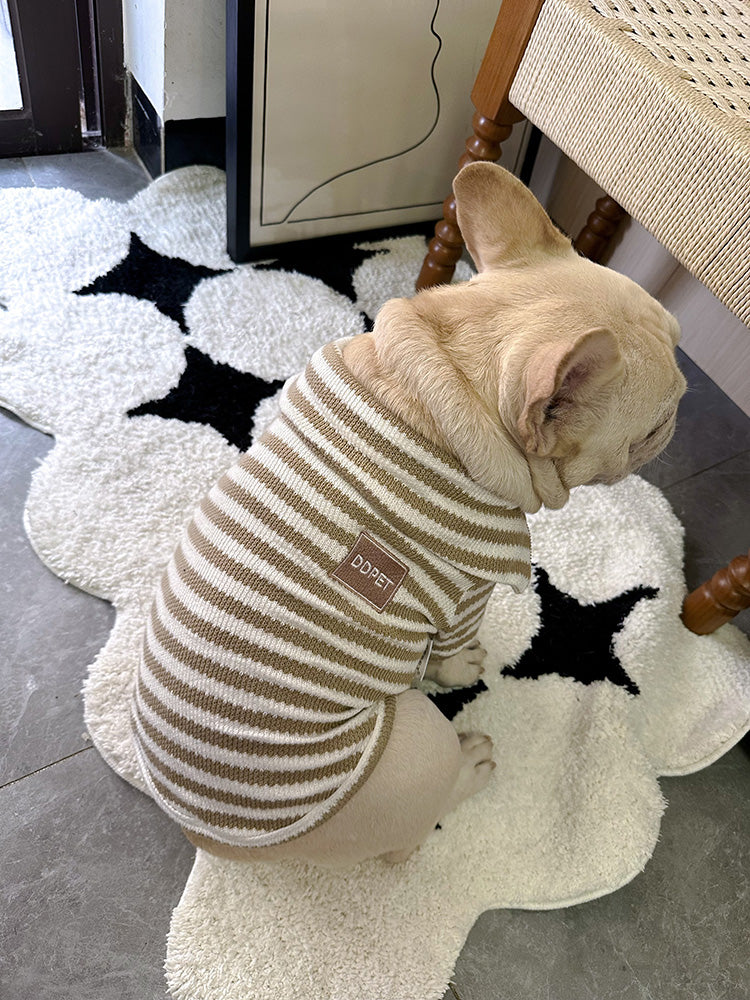 Dog Black Stripe Zipper-up Sweater for Chunky French Bulldogs