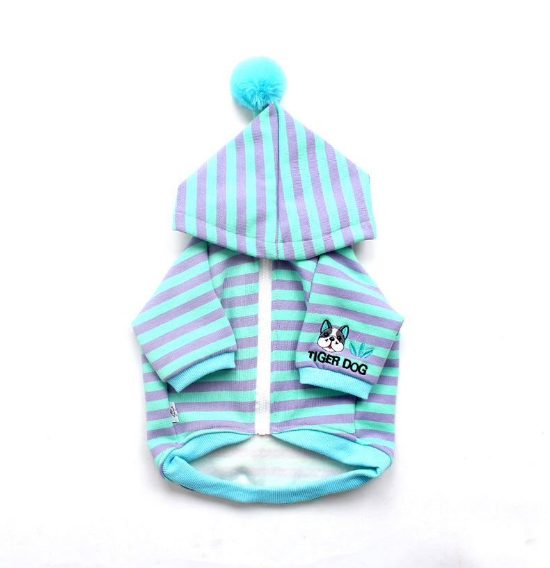 Zipper Stripe Hoodie Blue dogstripehoodedzippercoatformediumdogs_4