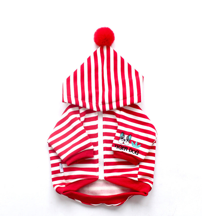 Zipper Stripe Hoodie Red dogstripehoodedzippercoatformediumdogs_5