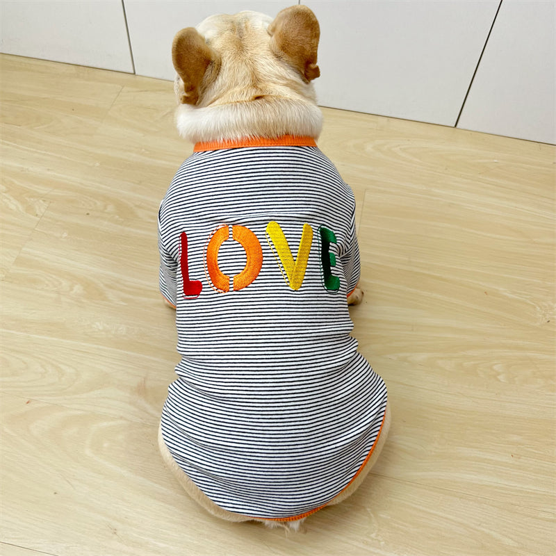 LOVE Stripe Shirt Black dogstripeshirtwithLOVEpatternformediumdogsbyFrenchiely_2