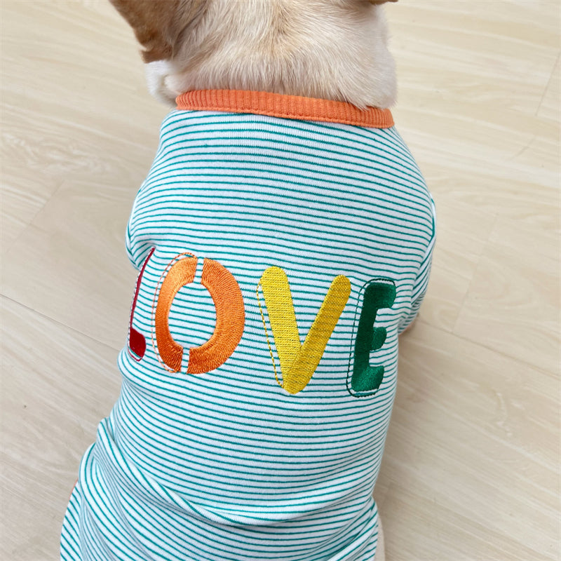 LOVE Stripe Shirt dogstripeshirtwithLOVEpatternformediumdogsbyFrenchiely_5