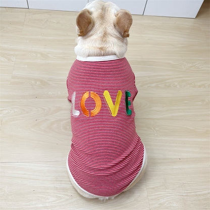 LOVE Stripe Shirt Red dogstripeshirtwithLOVEpatternformediumdogsbyFrenchiely_6