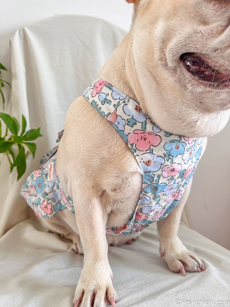 dog blue floral dress for small medium dogs by frenchiely