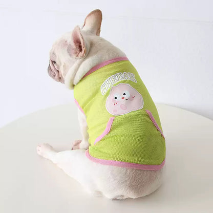 Dog Summer Green Mesh Shirt 'Cheese' dogsummergreenmeshshirtformediumdogs_3