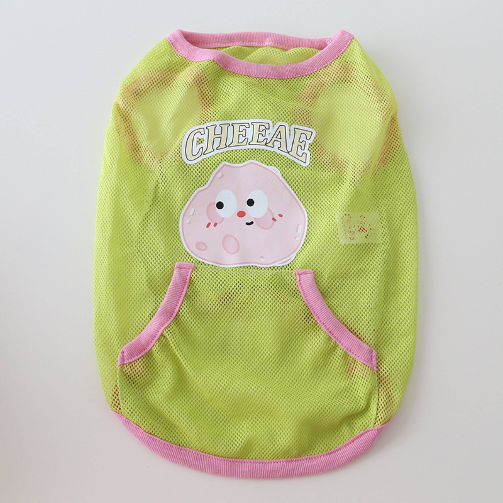 Dog Summer Green Mesh Shirt 'Cheese' dogsummergreenmeshshirtformediumdogs_4