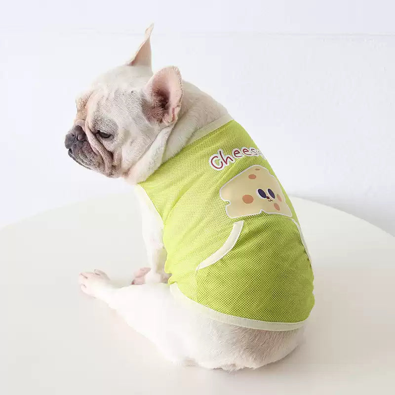 Dog Summer Green Mesh Shirt 'Cheese' dogsummergreenmeshshirtformediumdogs_4