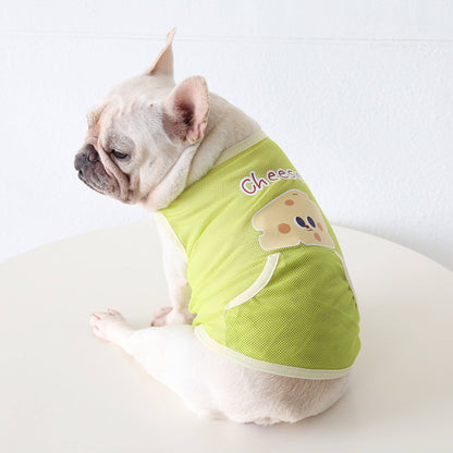 Dog Summer Green Mesh Shirt 'Cheese' dogsummergreenmeshshirtformediumdogs_6