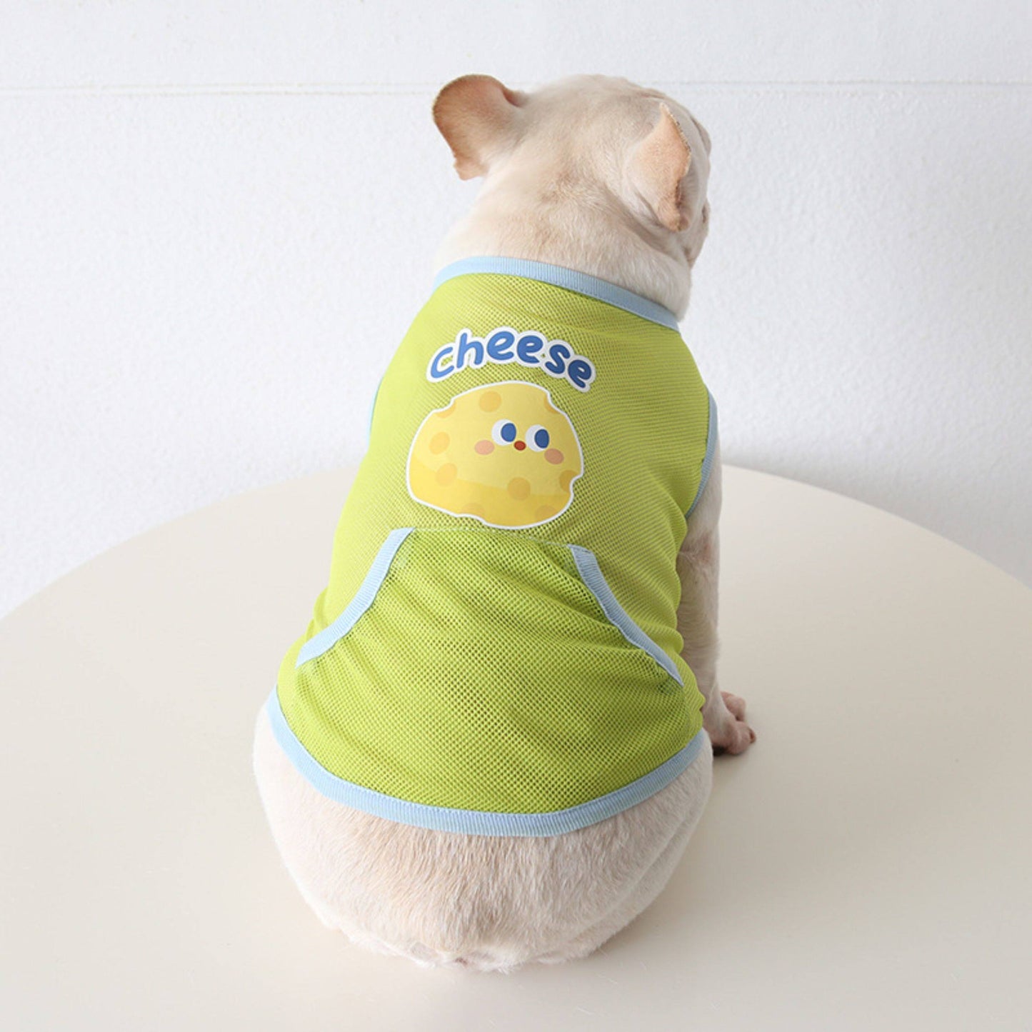 Dog Summer Green Mesh Shirt 'Cheese' dogsummergreenmeshshirtformediumdogs_7