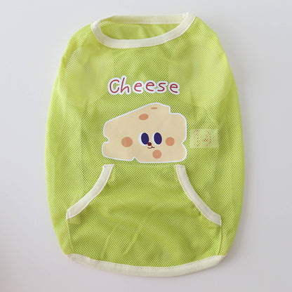 Dog Summer Green Mesh Shirt 'Cheese' dogsummergreenmeshshirtformediumdogs_8