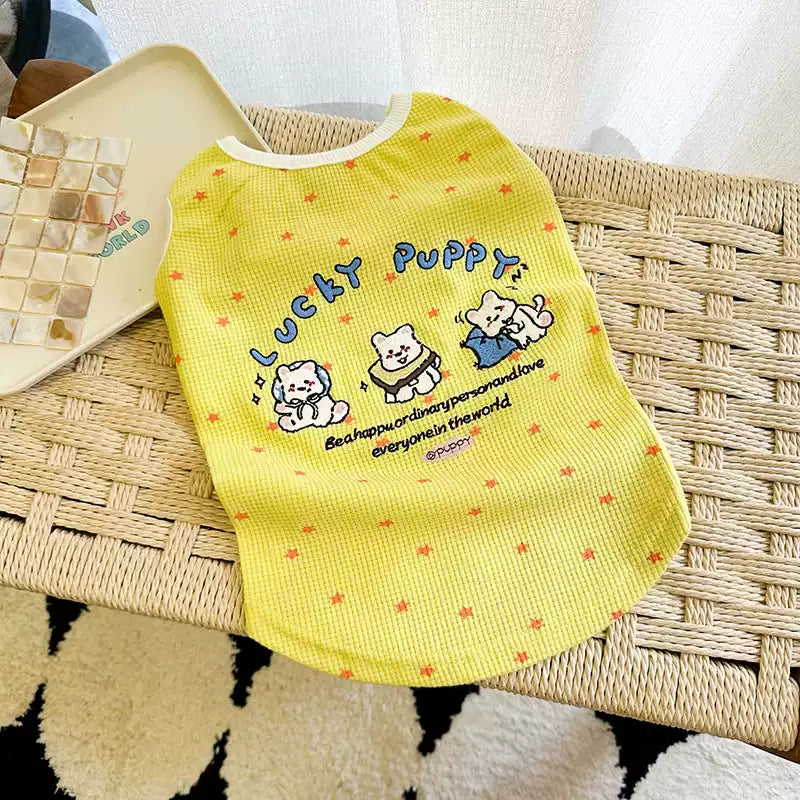 Breathable Waffle Lucky Puppy Shirt dogsummerwaffleshirtformediumdogbreeds_1