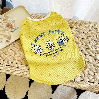 Breathable Waffle Lucky Puppy Shirt dogsummerwaffleshirtformediumdogbreeds_1