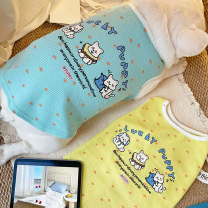 Breathable Waffle Lucky Puppy Shirt dogsummerwaffleshirtformediumdogbreeds_2