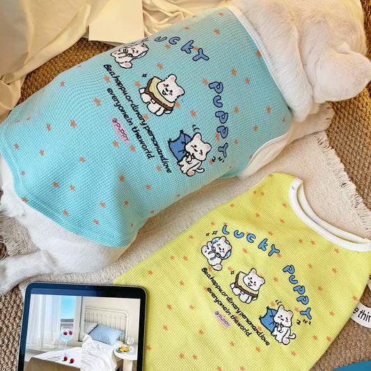 Breathable Waffle Lucky Puppy Shirt dogsummerwaffleshirtformediumdogbreeds_2