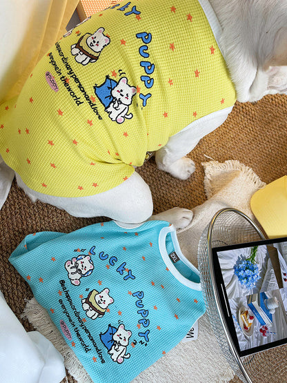 Breathable Waffle Lucky Puppy Shirt dogsummerwaffleshirtformediumdogbreeds_3