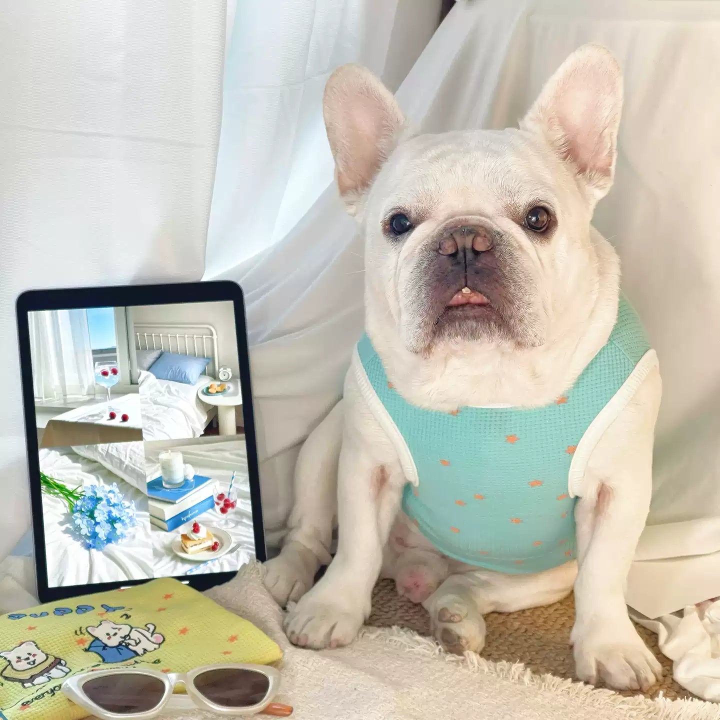 Breathable Waffle Lucky Puppy Shirt dogsummerwaffleshirtformediumdogbreeds_4