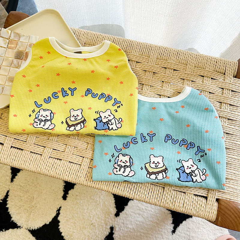 Breathable Waffle Lucky Puppy Shirt dogsummerwaffleshirtformediumdogbreeds_7