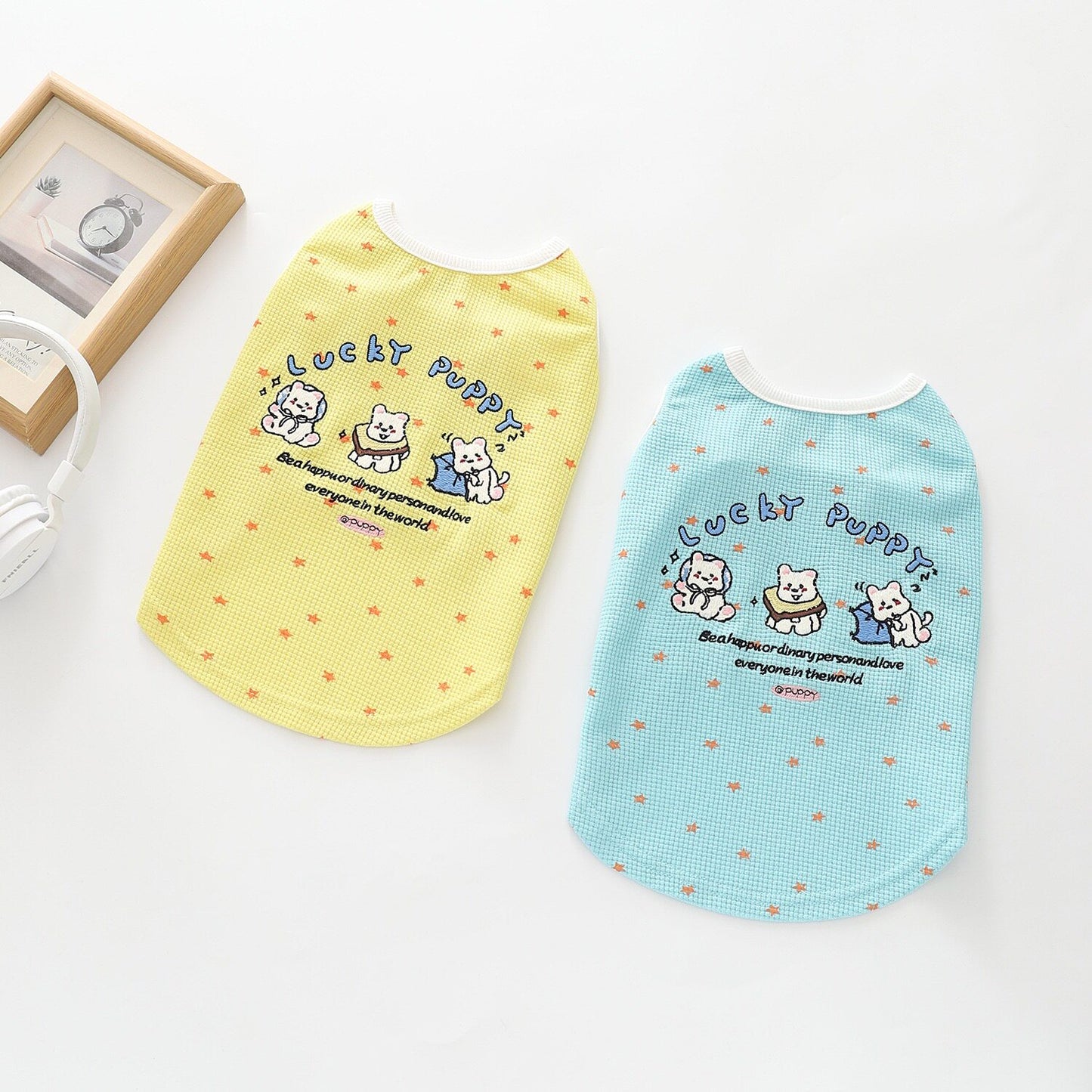 Breathable Waffle Lucky Puppy Shirt dogsummerwaffleshirtformediumdogbreeds_8