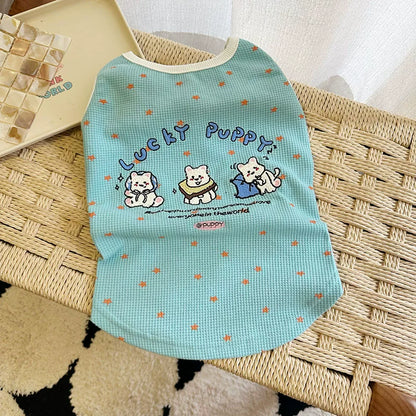 Breathable Waffle Lucky Puppy Shirt dogsummerwaffleshirtformediumdogbreeds_8