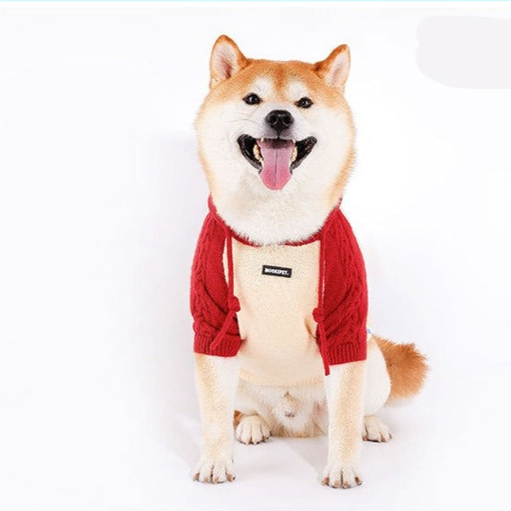 Dog Vintage Style Hooded Sweater Sweatshirt for medium dog breeds