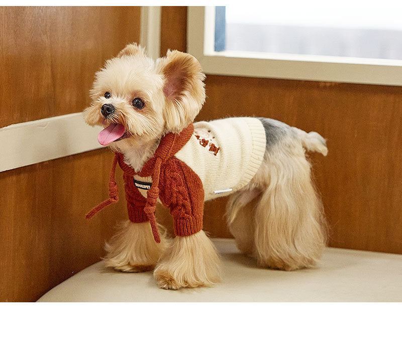 Dog Vintage Style Hooded Sweater Sweatshirt for medium dog breeds