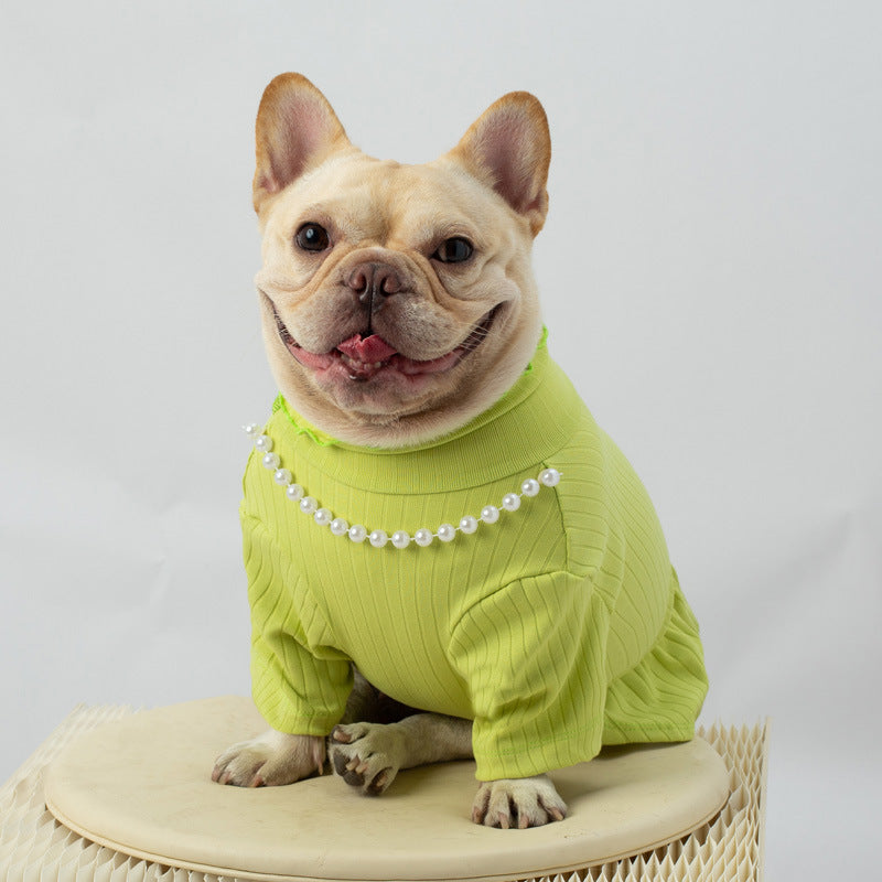 dog stretchy shirt sweater with necklace for medium dogs by Frenchiely