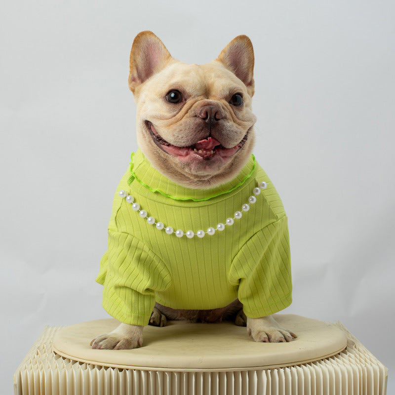 dog stretchy shirt sweater with necklace for medium dogs by Frenchiely