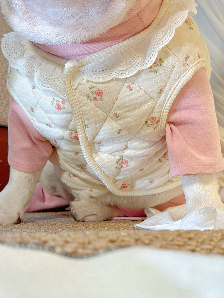 Jacket Vest with Lace Floral dogwarmjacketwithlacecollarforsmallmediumdogsbyFrenchiely_4