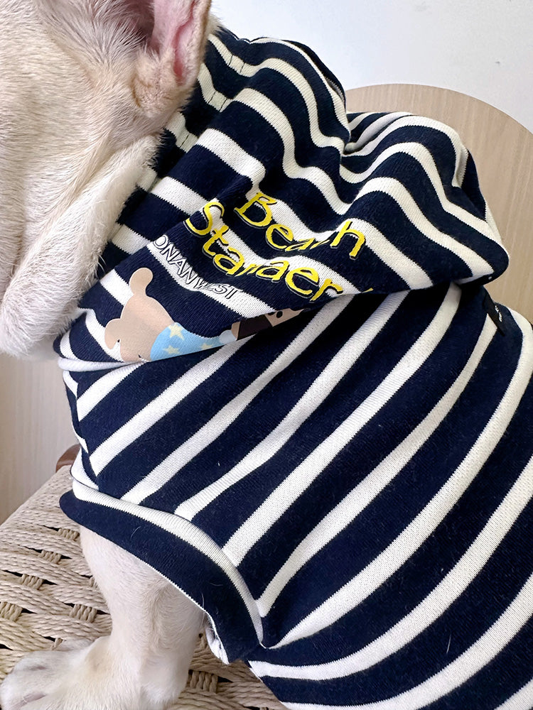Dog Black Stripe Hooded Shirt for Medium Dog Breeds by Frenchiely