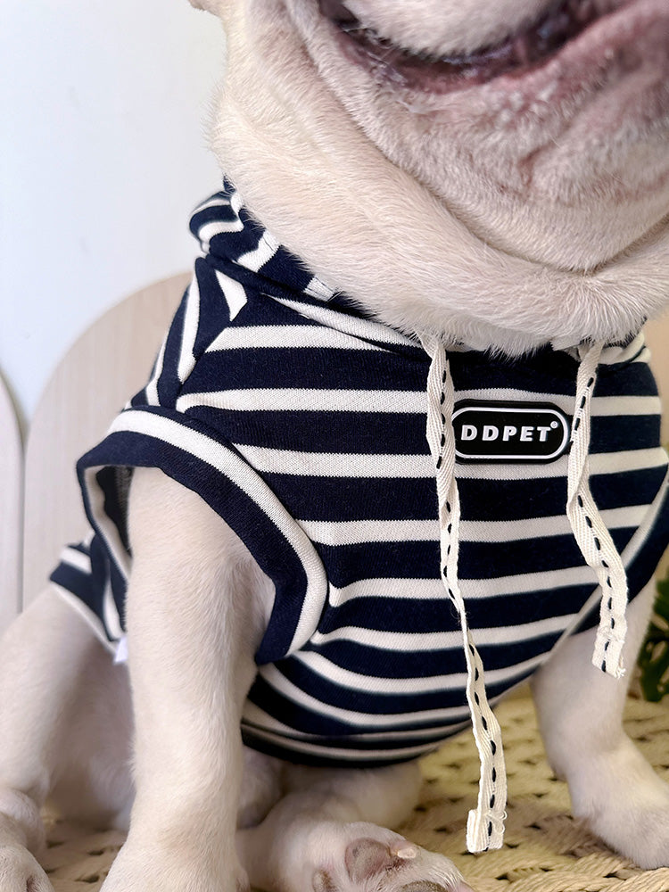 Dog Black Stripe Hooded Shirt for Medium Dog Breeds by Frenchiely
