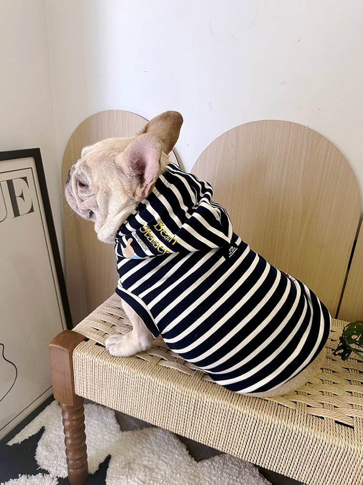 Dog Black Stripe Hooded Shirt for Medium Dog Breeds by Frenchiely