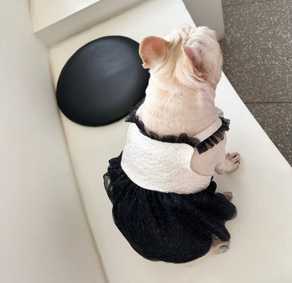 Dog white and black channel elegant dress for small medium dogs by Frenchiely