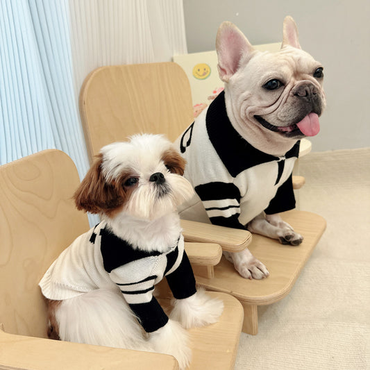 Dog Black & White Zipperup Sweater - Frenchiely