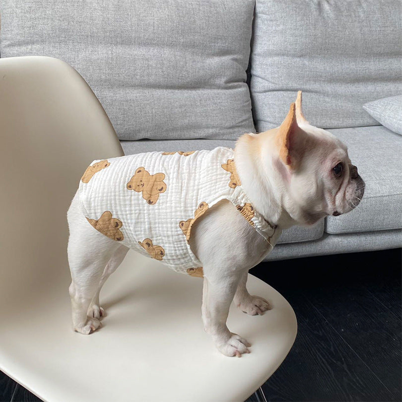 Dog White Bear Cotton Dress - Frenchiely