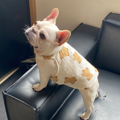 Dog White Bear Cotton Dress - Frenchiely