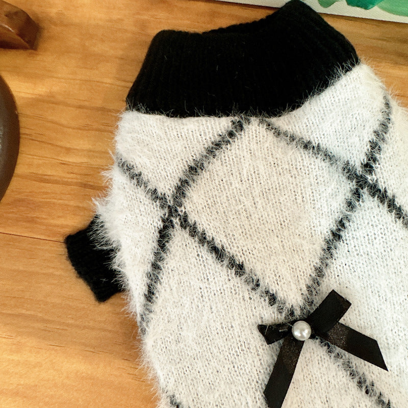 Dog Bowtie White Black Sweater - Frenchiely