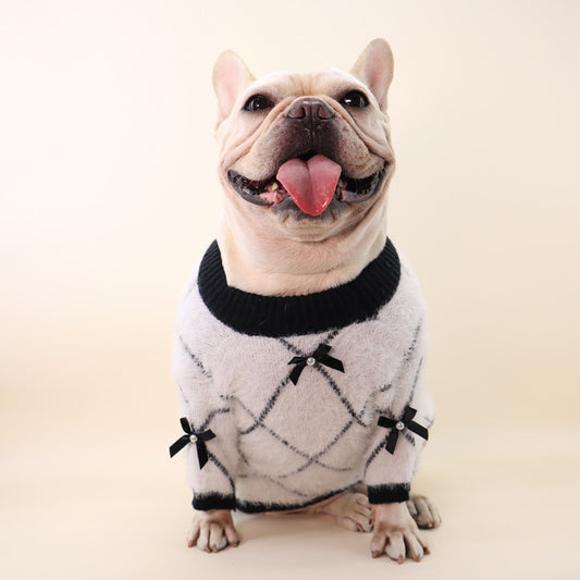 Dog Bowtie White Black Sweater - Frenchiely