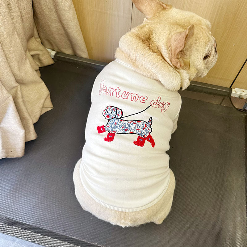 Cotton Spring/Autumn Dacshund Shirt dogwhitedaschundcottonshirtformediumdogsbyFrenchiely_1