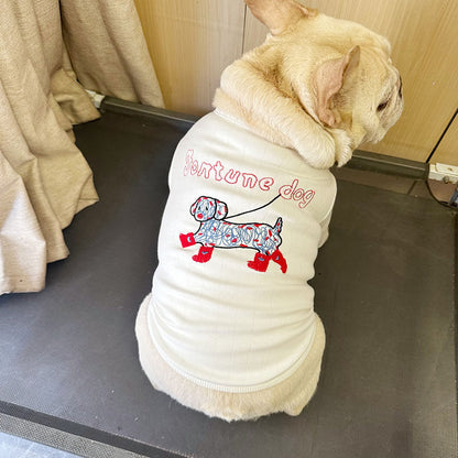 Cotton Spring/Autumn Dacshund Shirt dogwhitedaschundcottonshirtformediumdogsbyFrenchiely_1