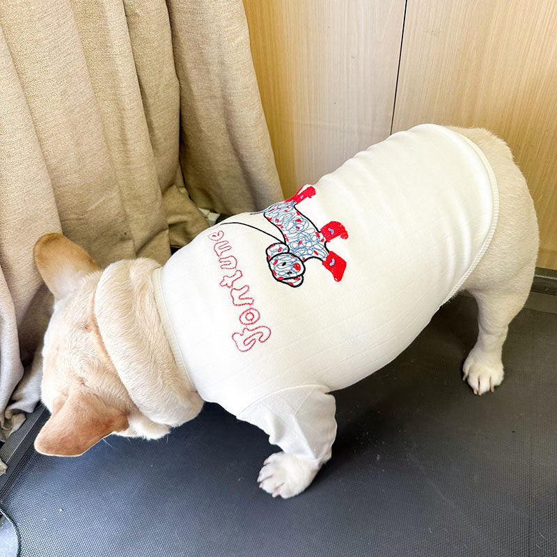 Cotton Spring/Autumn Dacshund Shirt dogwhitedaschundcottonshirtformediumdogsbyFrenchiely_3