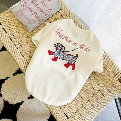 Cotton Spring/Autumn Dacshund Shirt dogwhitedaschundcottonshirtformediumdogsbyFrenchiely_4