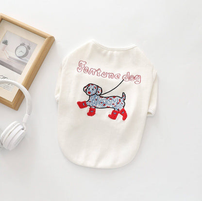 Cotton Spring/Autumn Dacshund Shirt dogwhitedaschundcottonshirtformediumdogsbyFrenchiely_6