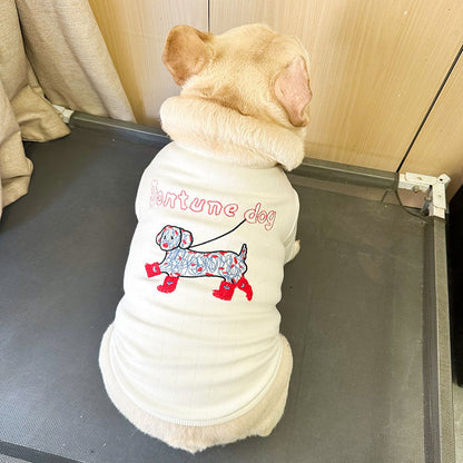 Cotton Spring/Autumn Dacshund Shirt dogwhitedaschundcottonshirtformediumdogsbyFrenchiely_8