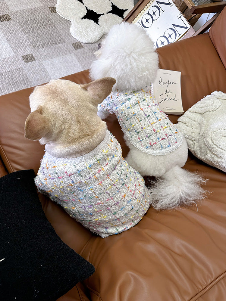 Dog White Plaid Luxury Coat for small medium dogs by Frenchiely